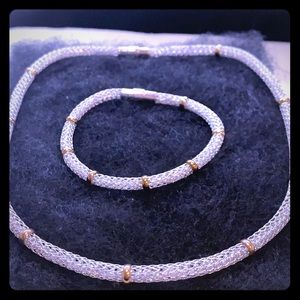 Mesh with Crystals Necklace and Bracelet